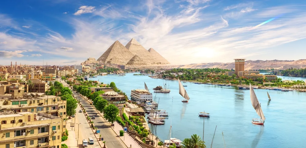 View of the Nile riverfront in Egypt